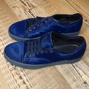 Lanvin Navy Blue Sneakers Calf Skin Calf Hair